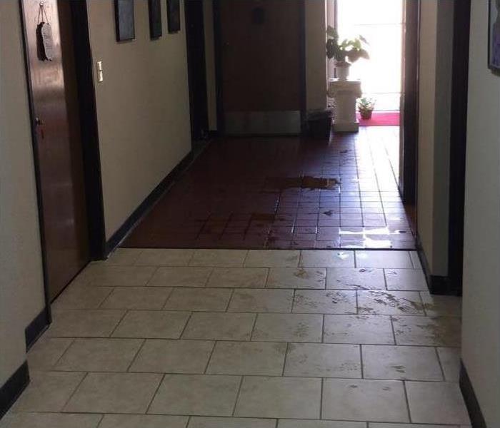 wet tile floor