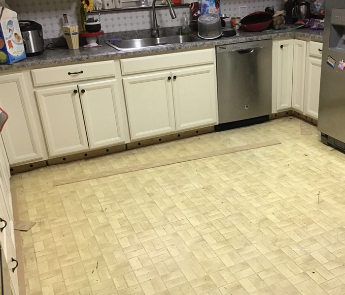 kitchen floor and cabinets
