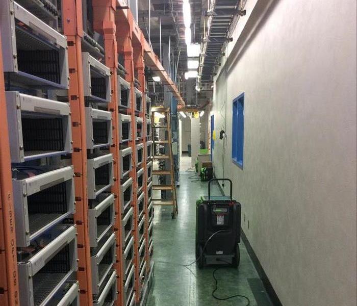 Computer server room, shelving